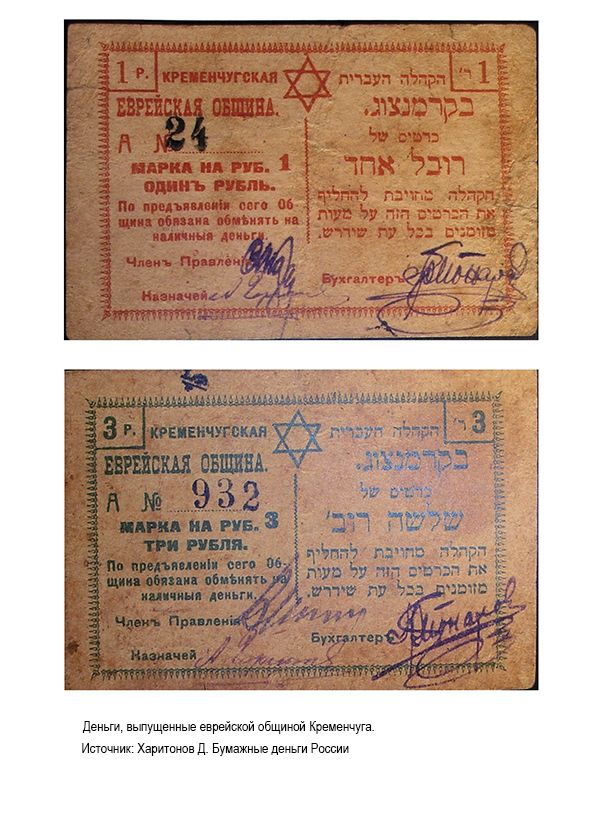 Деньги выпущенные еврейской общиной Кременчуга