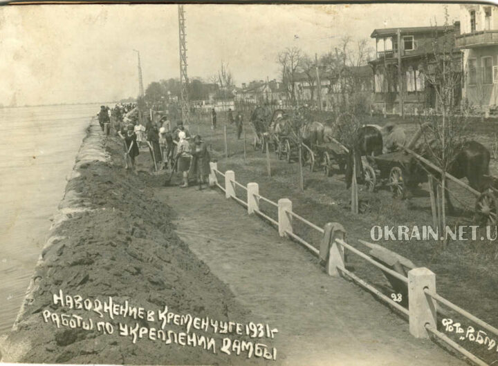 Роботи з укріплення дамби, повінь, 1931 рік фото №772