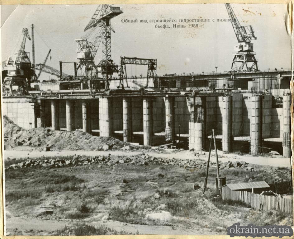 Вид будівництва ГЕС з інженерного б'єфу червень 1959 фото 659