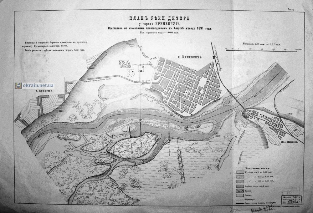 План реки Днепр у города Кременчуга 1891 год - карта 792