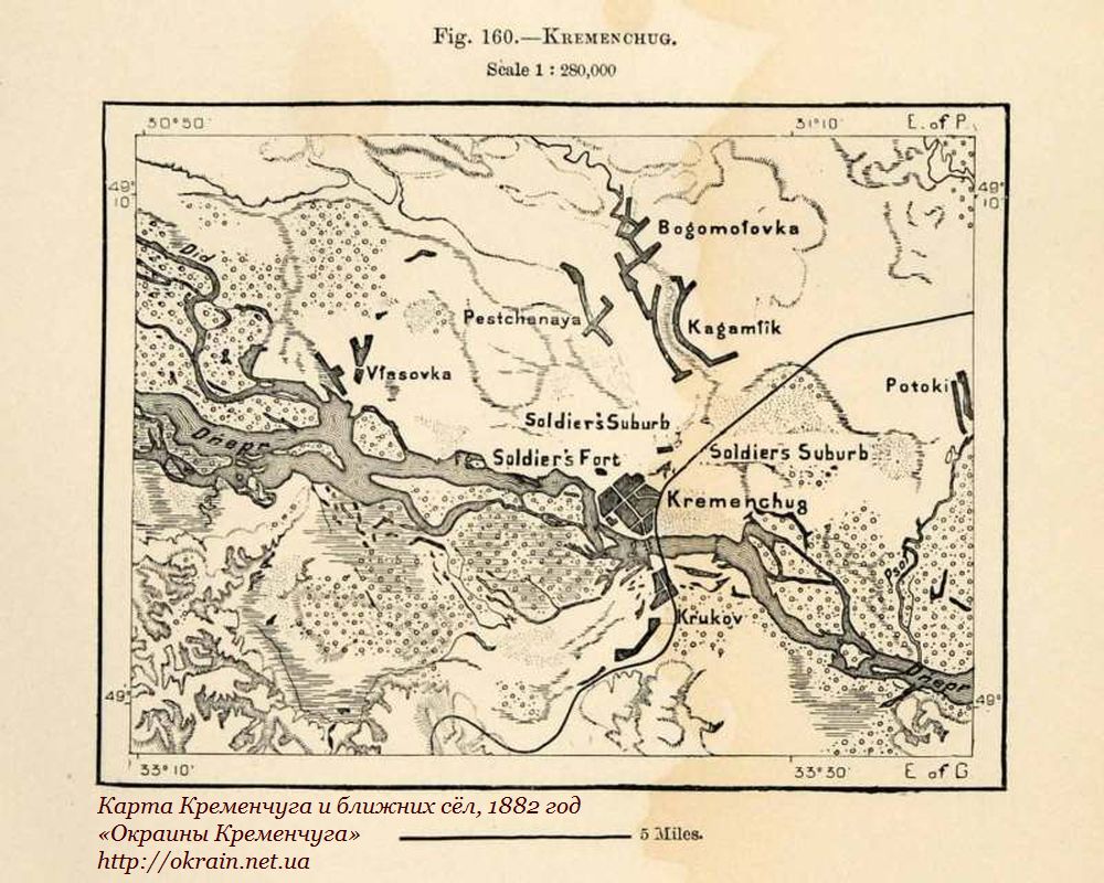 Карта Кременчуга и ближних сёл, 1882 год - фото 913