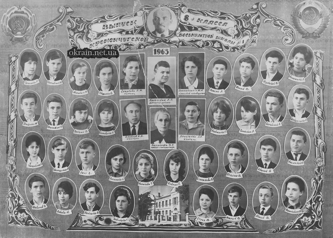 Випускники 8-го класу Кременчуцької школи № 1. 1965 рік фото 1376