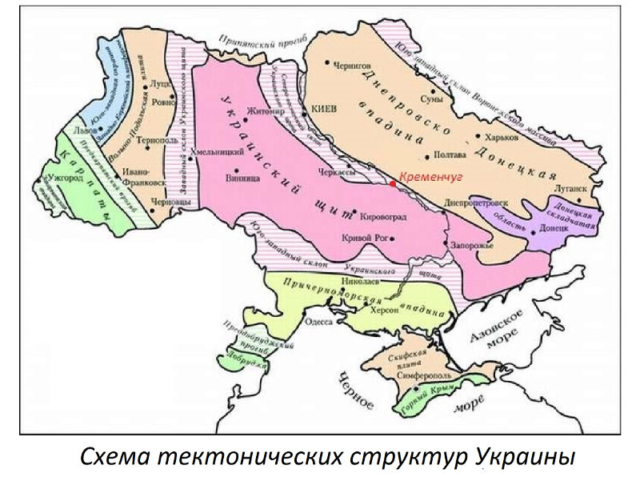 Схема тектонических структур Украины