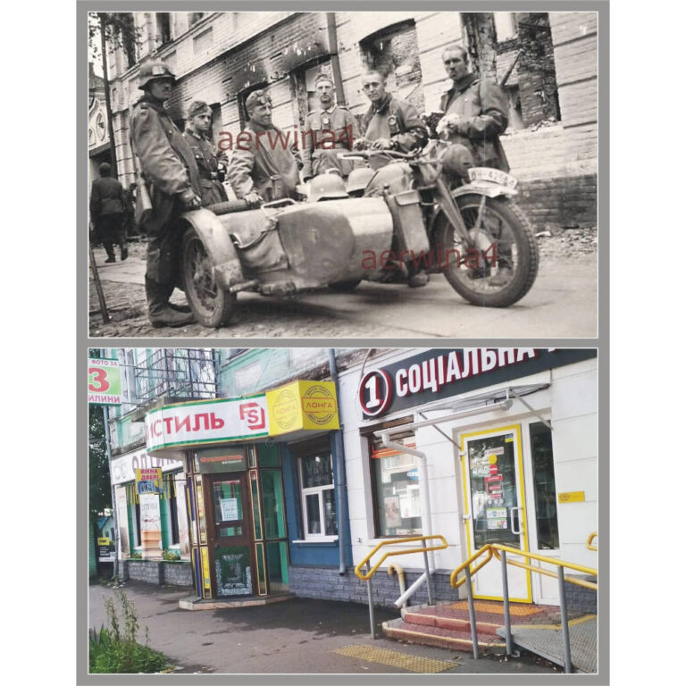 Німецькі мотоциклісти на вулиці Пролетарській 1941 рік фото №2961