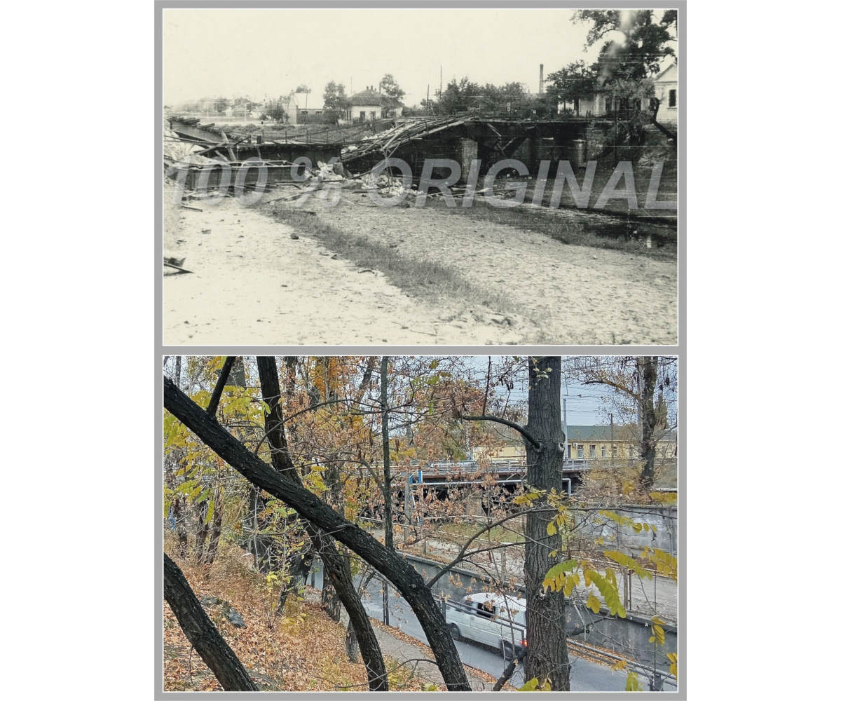Зруйнований залізничний міст через річку Крива Руда, 1941 рік фото №3284