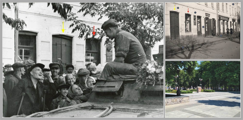 Мешканці спілкуються з солдатом, 1941 рік, фото №3565