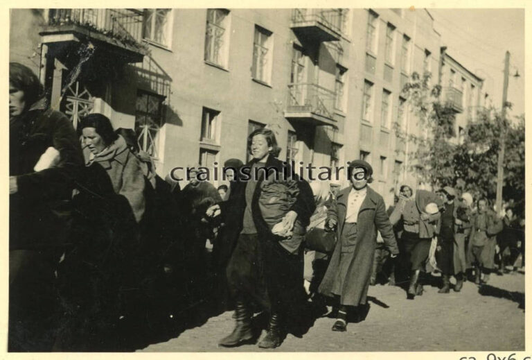 Колона полонених радянських жінок, 1941 рік, фото №4161